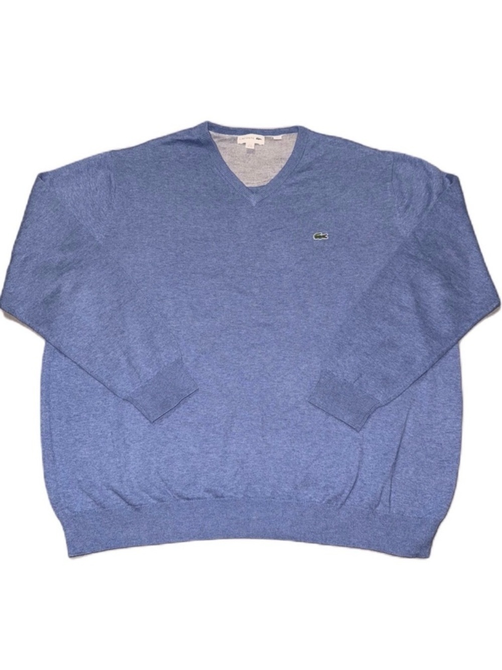 Lacoste 3XL Size 8 Light Blue Sweater V-Neck Blue Luxurious 100% Cotton EUC